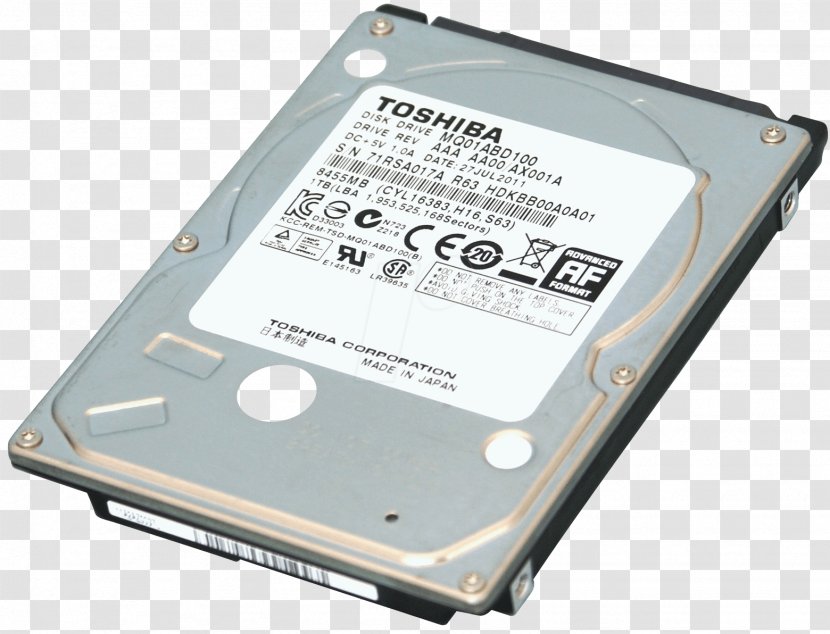 Laptop Hard Drives Serial ATA Toshiba Data Storage - Electronic Device - Disc Transparent PNG