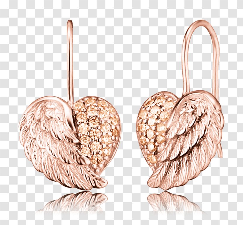 Earring Sterling Silver Cubic Zirconia Jewellery Chain - Heart Wing Transparent PNG