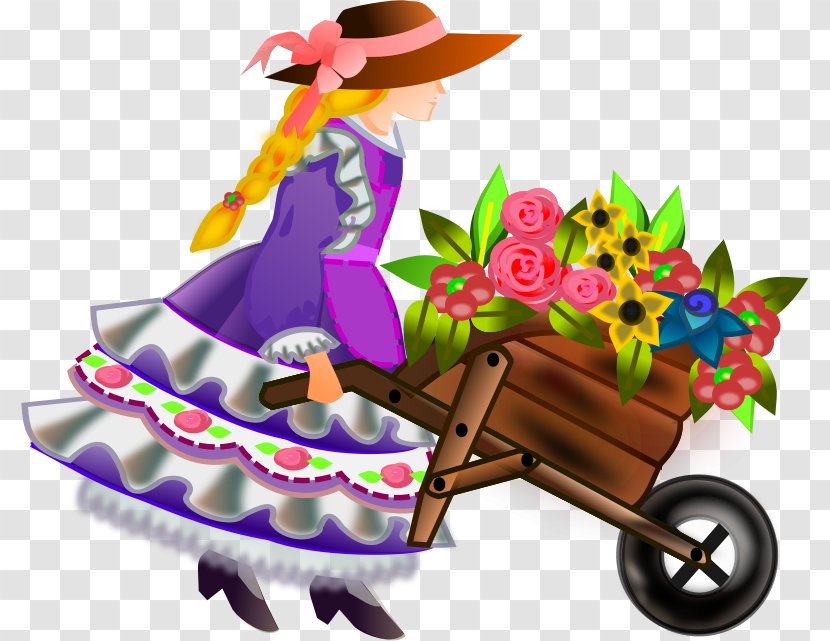 Clip Art - Wheelbarrow - Flower Transparent PNG