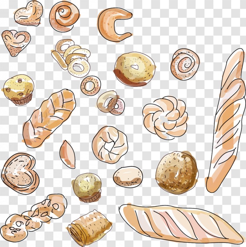 Bread Cartoon Cake - Hand-painted All Kinds Of Transparent PNG