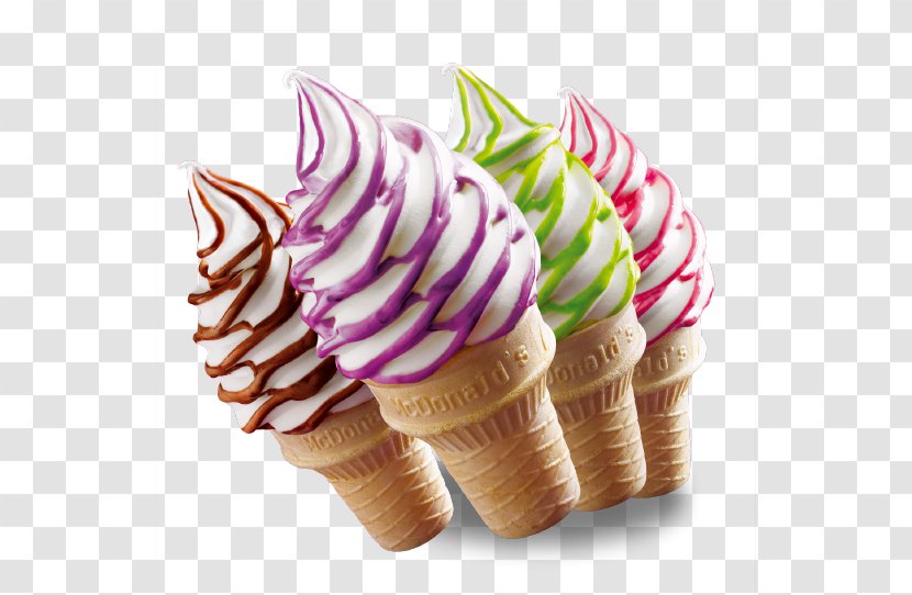 McDonalds Vanilla Ice Cream Cone Hamburger Sundae - Frozen Dessert - Color Cones Transparent PNG