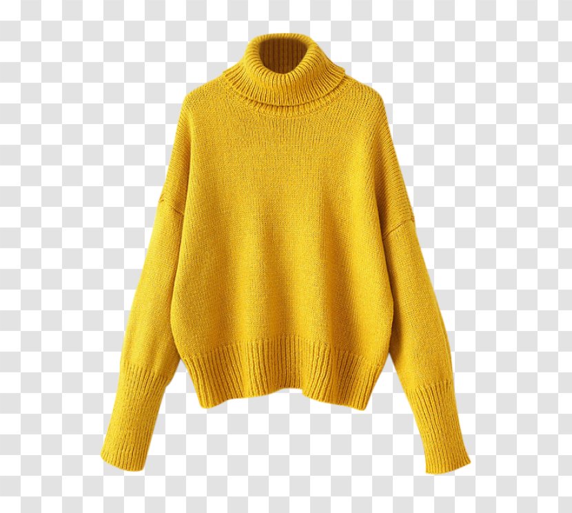 Sweater Polo Neck Sleeve Neckline Top - Jeans - Big Yellow Transparent PNG