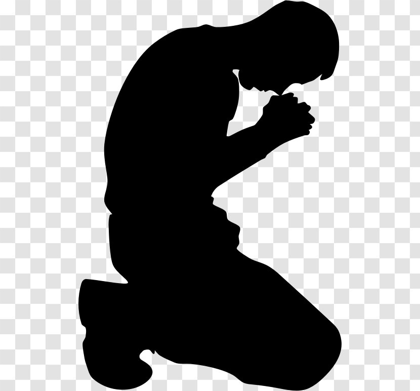 Praying Hands Kneeling Silhouette Clip Art - Pray Transparent PNG