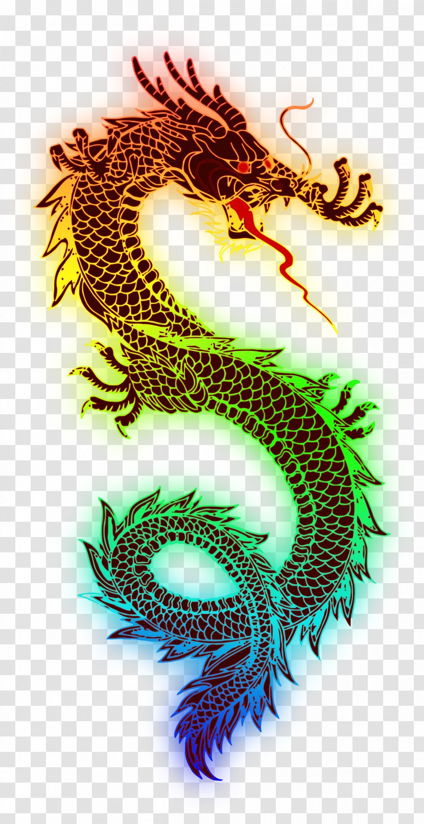 Dragon Sticker Rainbow Clip Art - Chinese Transparent PNG