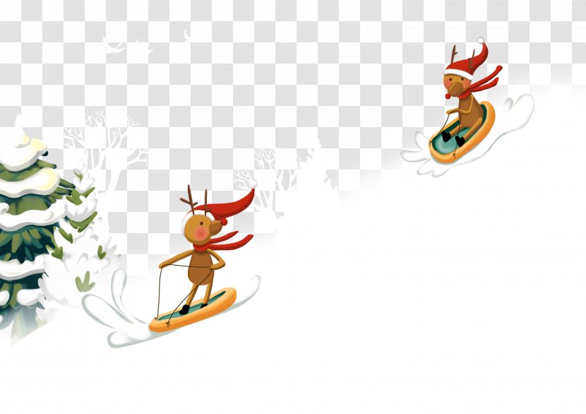 Pxe8re Noxebl Santa Claus Reindeer Illustration - Deer Sliding On Slopes Transparent PNG