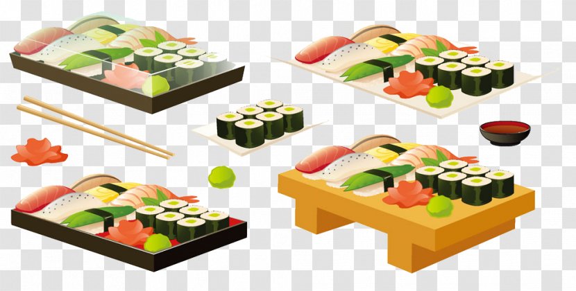 Sushi Japanese Cuisine Sashimi Seafood - Product Design - Delicious Set Transparent PNG