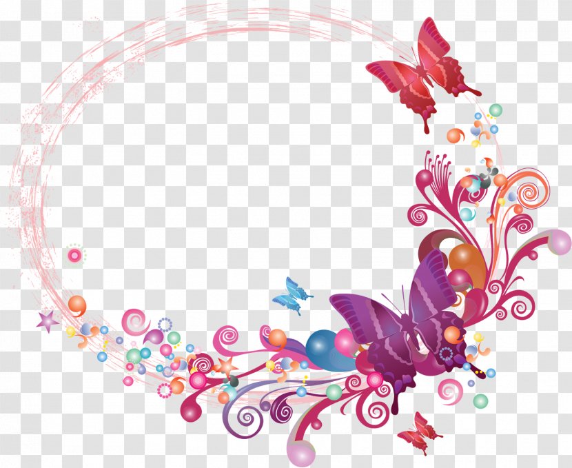 Butterfly Clip Art Vector Graphics Borders And Frames - Pink Transparent PNG