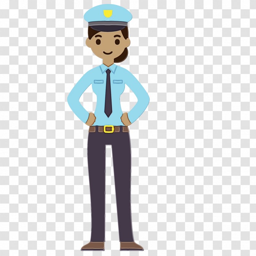 Cartoon Standing Uniform Headgear Gentleman - Paint - Construction Worker Police Transparent PNG