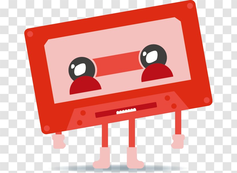 Compact Cassette Illustration - Cartoon - Vector Red Transparent PNG