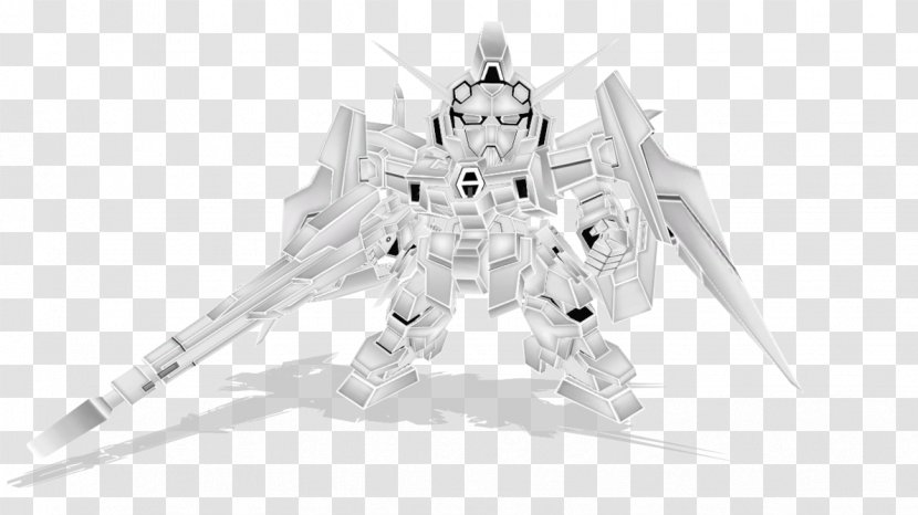 Line Art Mecha White Character - Black And Transparent PNG