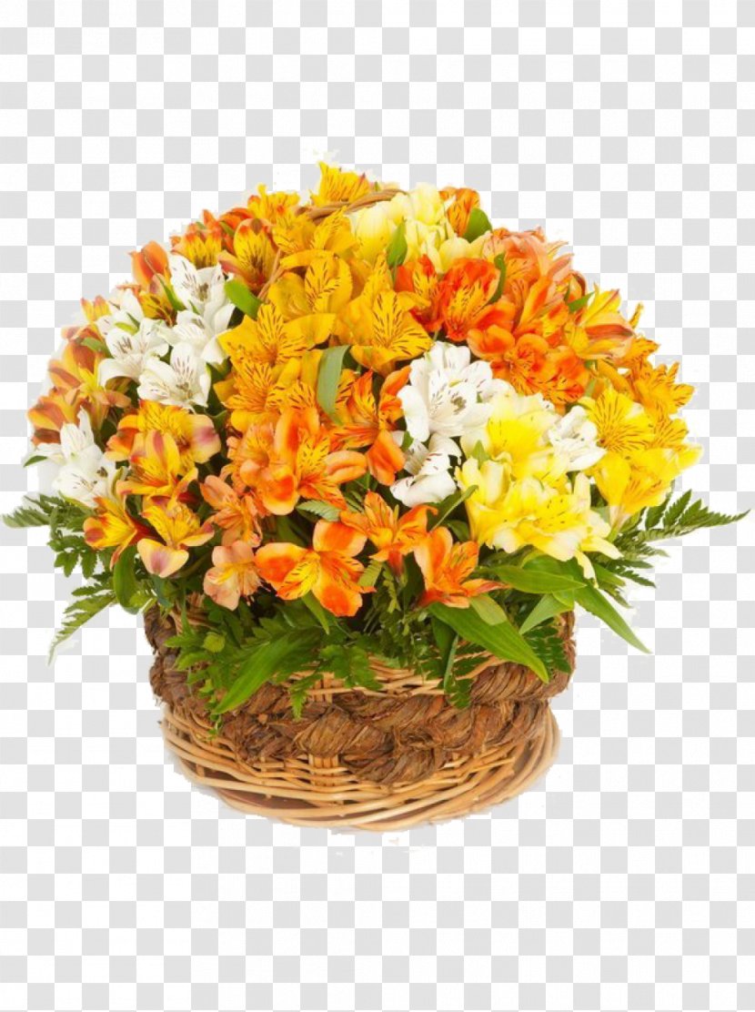 Flower Bouquet Basket Garden Roses Gift - Artificial Transparent PNG