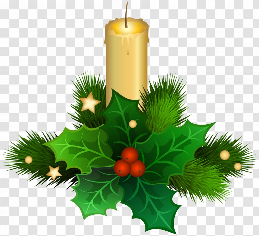 Christmas Decoration Candle Ornament Clip Art - Fir - Candles Transparent PNG