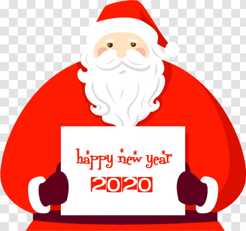 Happy New Year 2020 Santa - Claus - Christmas Eve Fictional Character Transparent PNG
