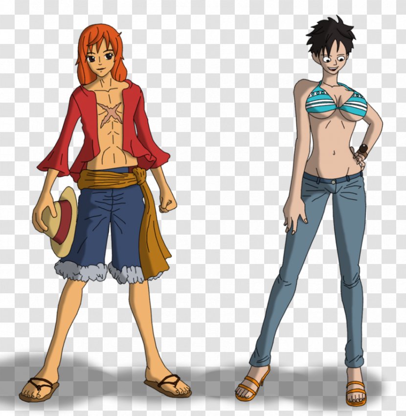 Monkey D. Luffy Nami One Piece: Grand Adventure Body Swap - Watercolor - Frame Transparent PNG