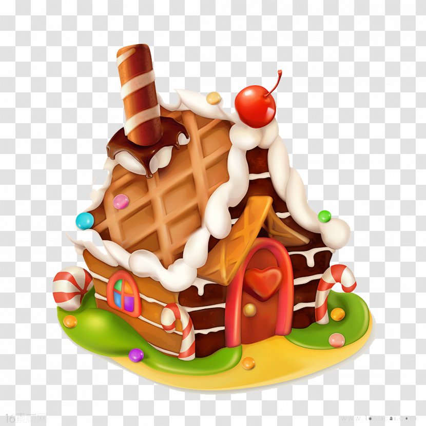 Gingerbread House Cupcake Icing - Candy - Cute Cartoon Chocolate Transparent PNG