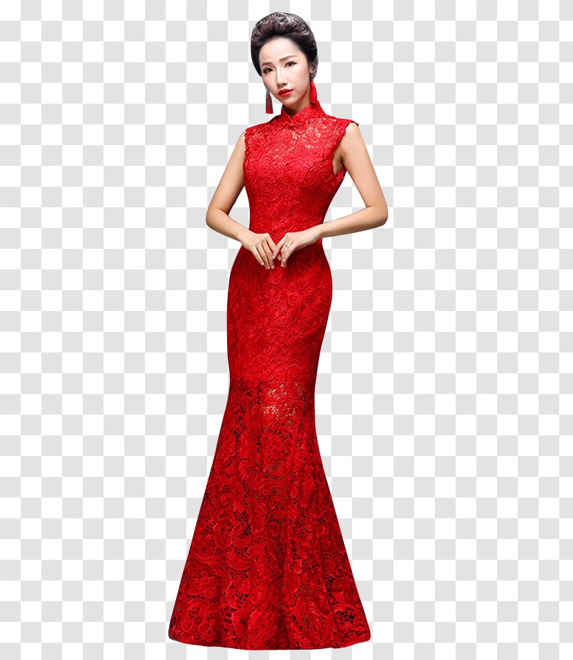 Party Dress Red Gown - Joint - Lace Transparent PNG