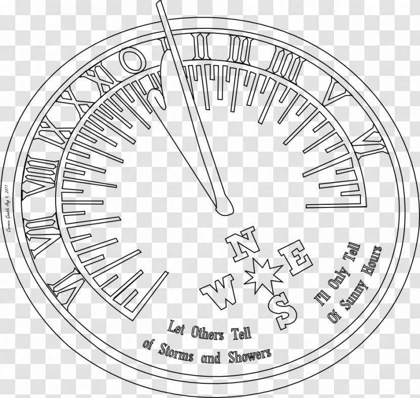 Sundial Drawing Compass Clock - Compas Transparent PNG