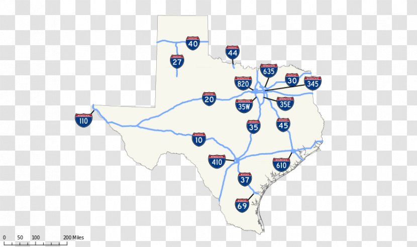 Texas State Highway System Interstate 10 In 35 20 - Road Map Transparent PNG