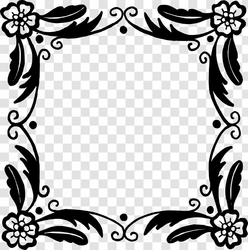 Flower Picture Frames Floral Design Clip Art - Monochrome - Vector Frame Transparent PNG
