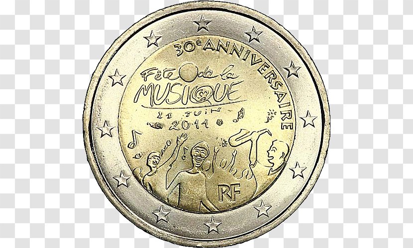 2 Euro Coin France UEFA 2016 Commemorative Coins - French Transparent PNG