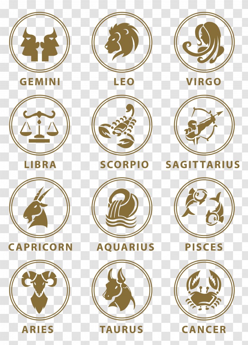 Zodiac Astrological Sign Clip Art - Brass - Transparent Signs Set Clipart Image Transparent PNG