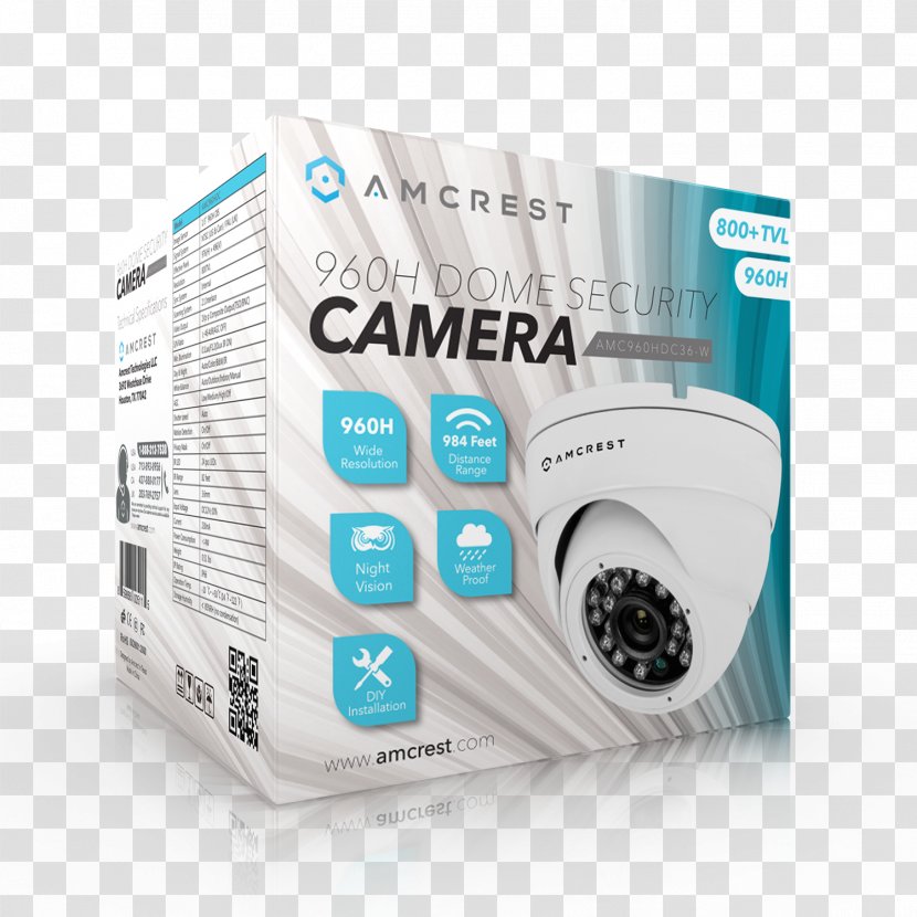 Camera Amcrest 960H 800+ TVL Dome Television Lines Night Vision Closed-circuit - Multimedia - Standalone Power System Transparent PNG
