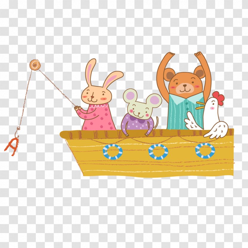 Graphic Design Poster - Cartoon - Bunny Painted Boat Transparent PNG