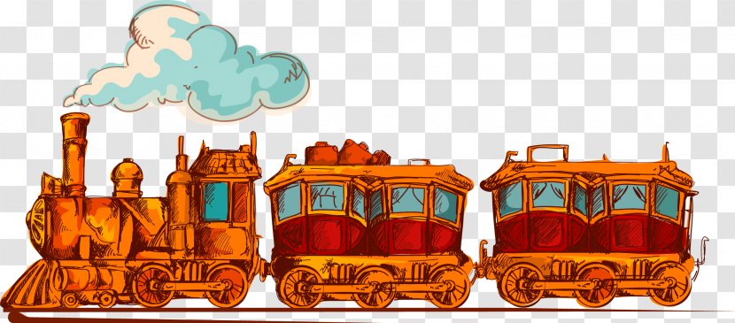 Train Steam Locomotive Illustration - Public Transport - Retro Transparent PNG