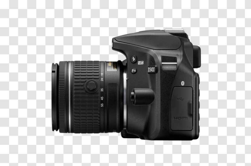 Nikon D3400 Canon EF-S 18–55mm Lens AF-S DX Zoom-Nikkor 18-55mm F/3.5-5.6G AF-P Nikkor Zoom VR - Camera Transparent PNG