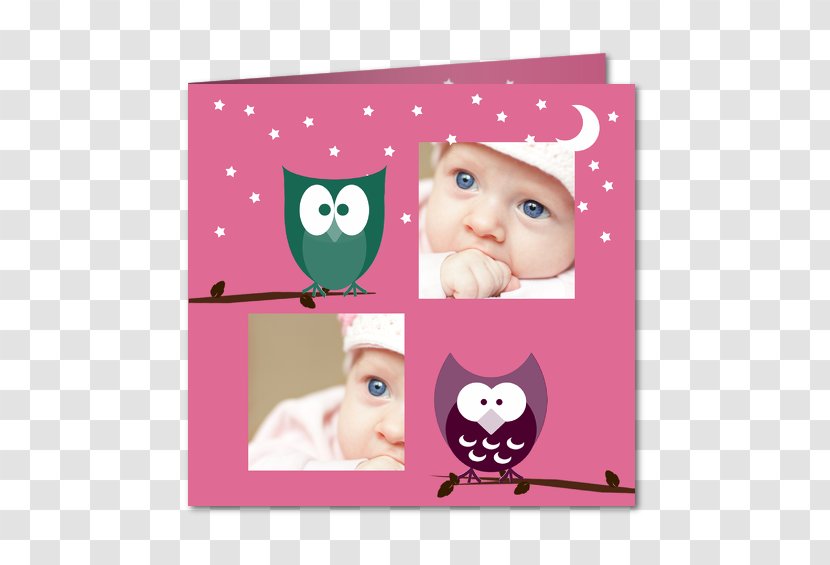 Owl Paper Cat Picture Frames Pink M - Baby Announcement Card Transparent PNG