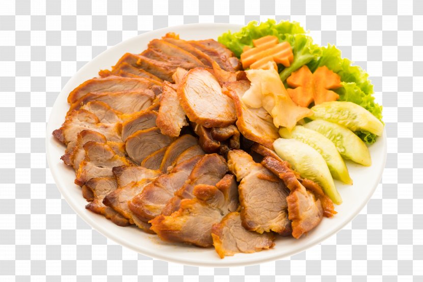 Barbecue Pig Roast Chinese Cuisine French Fries Asado - Animal Source Foods - HD Transparent PNG
