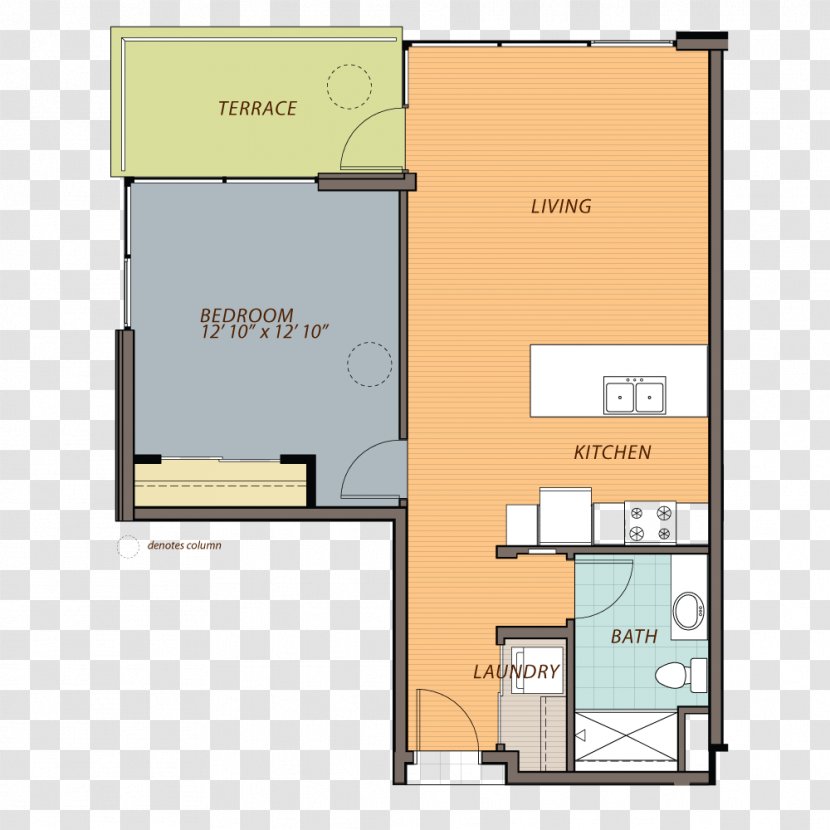 Floor Plan Ovation 309 Bedroom Apartment - Bathroom - Tall Balcony Garden Transparent PNG