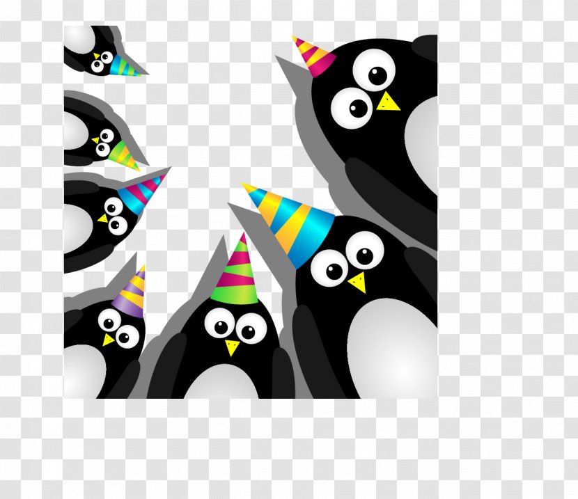 Penguin Cartoon Illustration - Vector Painted Birthday Transparent PNG
