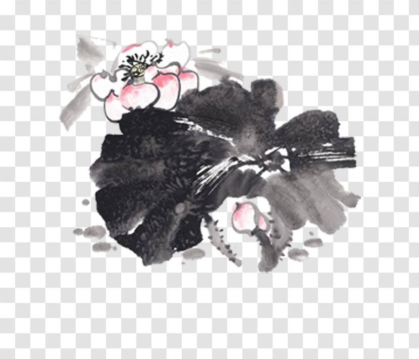 Ink Wash Painting Nelumbo Nucifera Chinese Bird-and-flower - Lotus Transparent PNG
