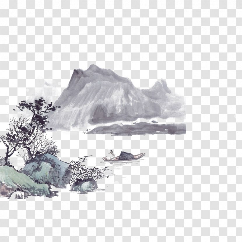 China Landscape Painting India Ink Drawing - Chinese Style Transparent PNG