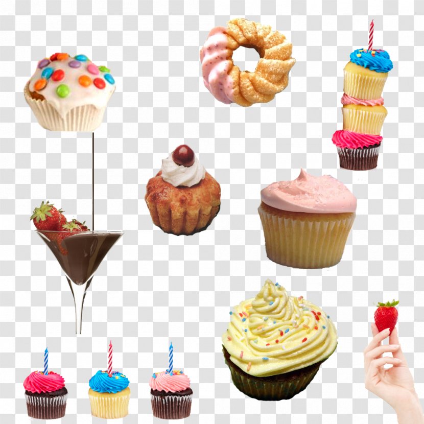 Ice Cream Cupcake Petit Four Doughnut - Pasteles - Dessert Transparent PNG