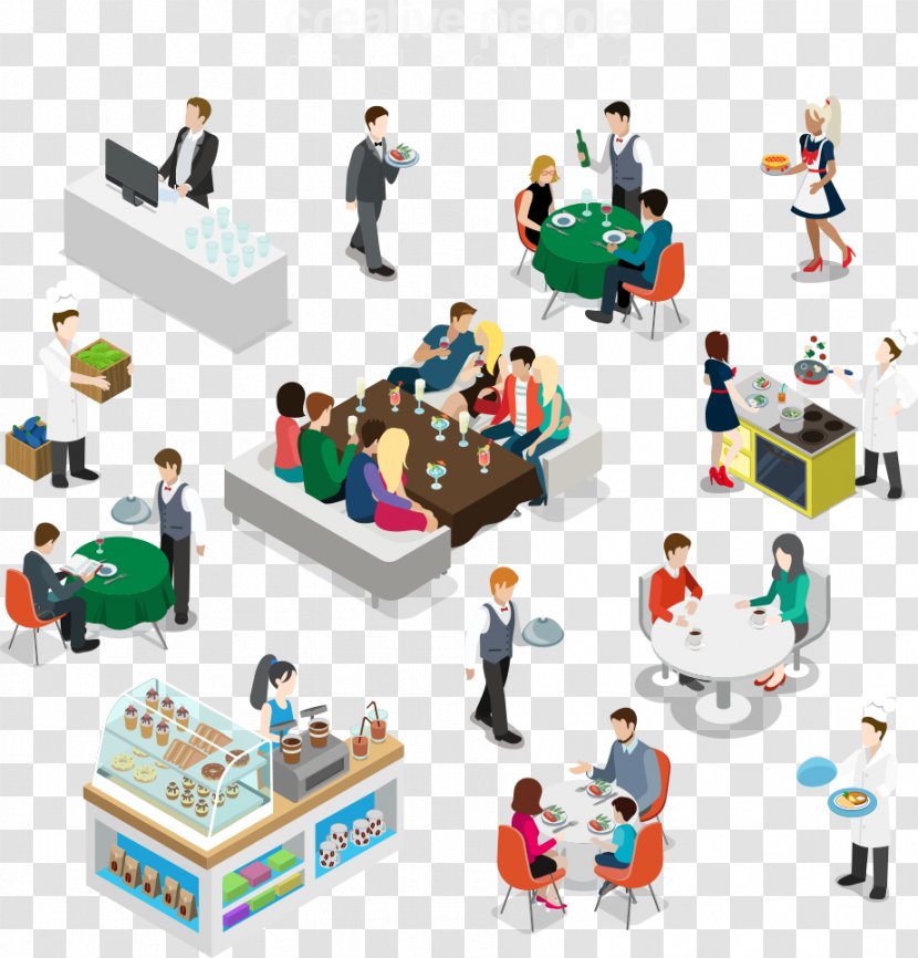Isometry Isometric Projection - Axonometric - Vector Restaurant Design Transparent PNG