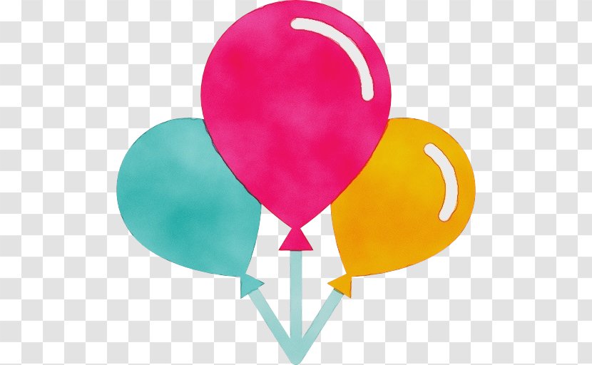 Adorable Balloons Design & Decor Birthday Party Transparency - Wet Ink - Magenta Turquoise Transparent PNG