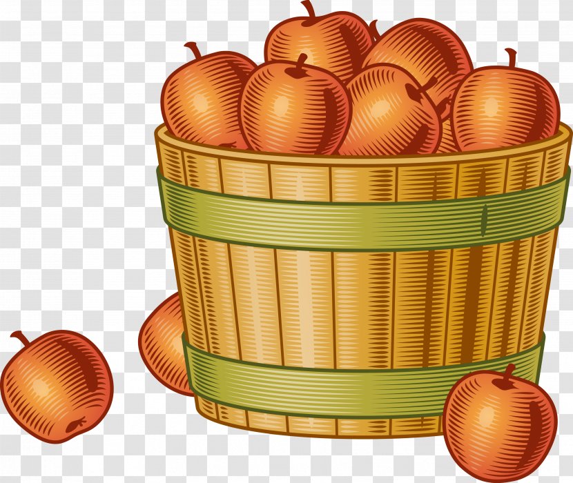 Harvest Fruit Picking Bushel Clip Art - Farmer - Vector Basket Of Apples Transparent PNG