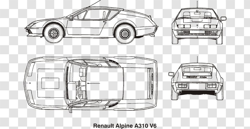 Alpine A310 Car Door Renault - Line Art Transparent PNG