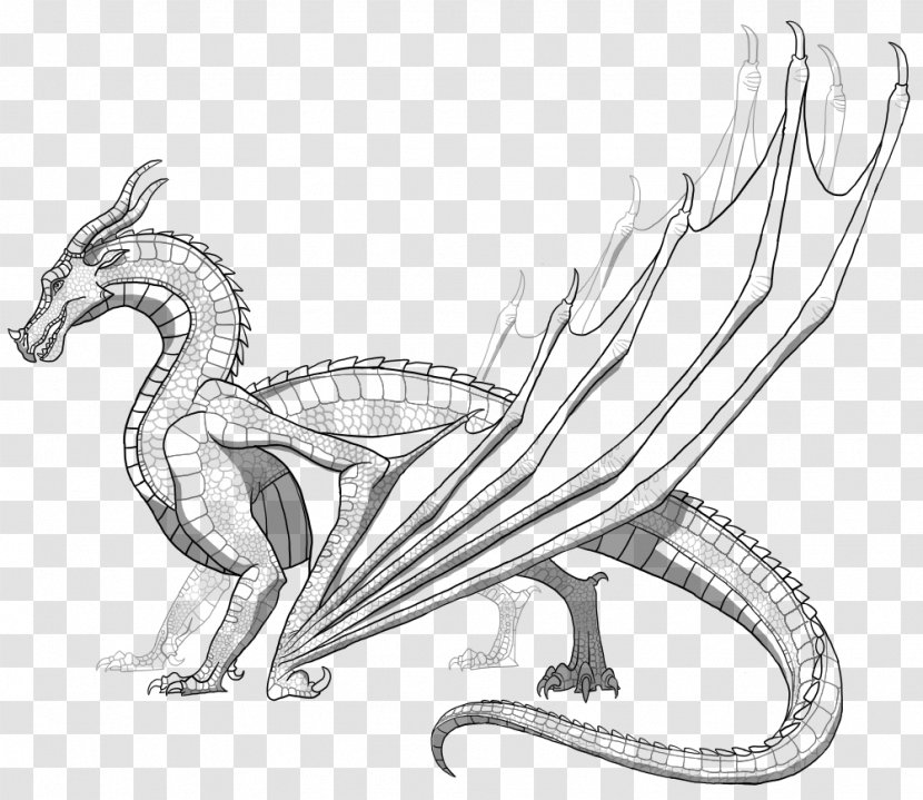 Wings Of Fire Coloring Book Dragon - Black And White - Wof Transparent PNG