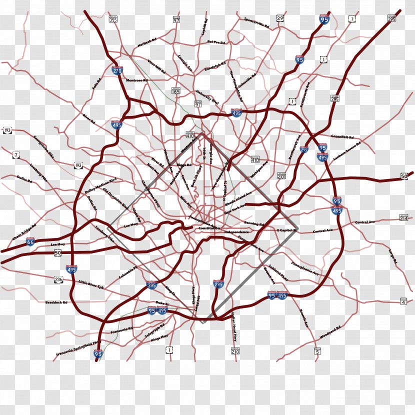 Washington, D.C. Washington Metropolitan Area Montgomery County Maryland Route 200 Road Map - Frame - Suburbs Transparent PNG