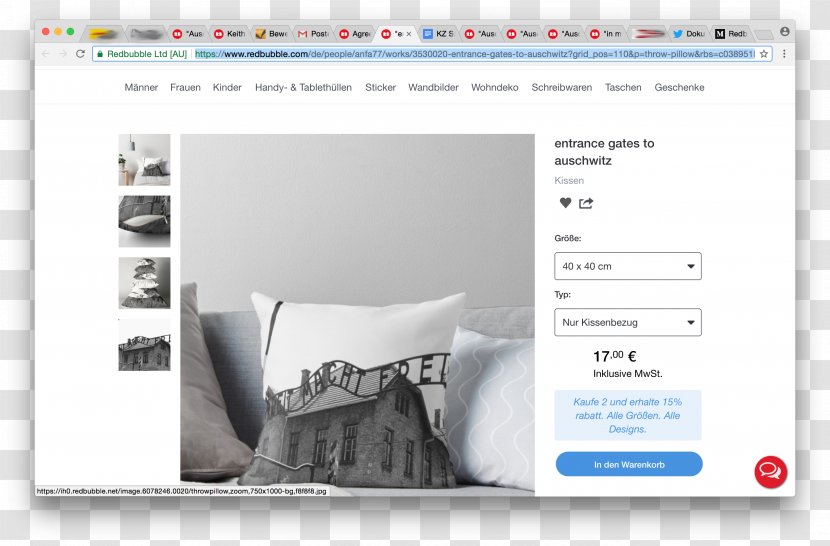 Screenshot The Holocaust Commerce Redbubble - Media - Arbeit Macht Frei Transparent PNG