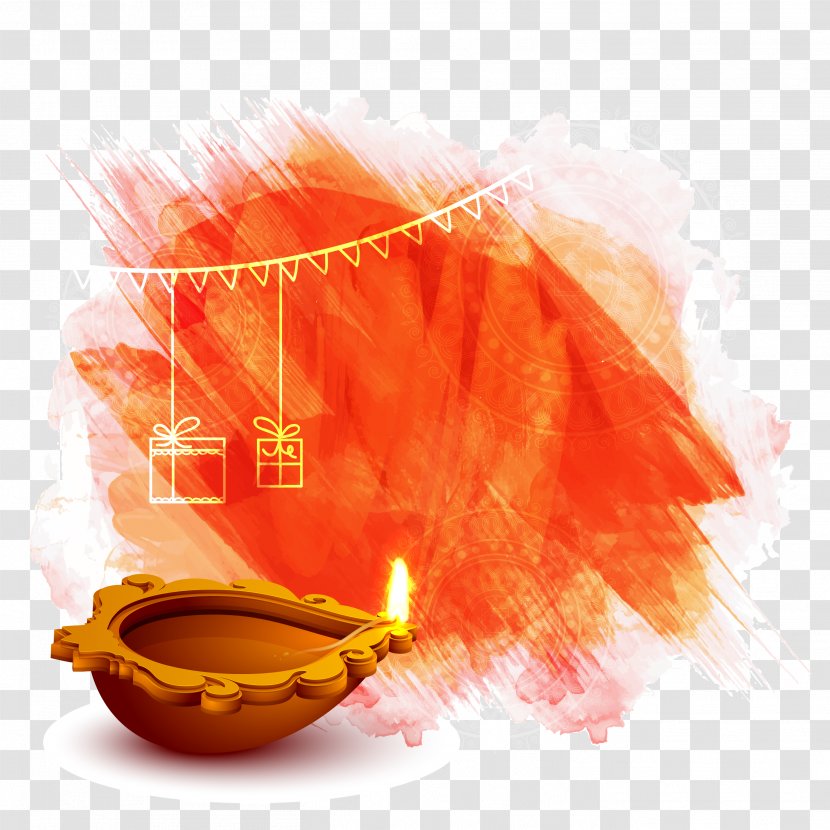 Diwali Diya Wish Illustration - Greeting Note Cards - Color Background Free Download Transparent PNG