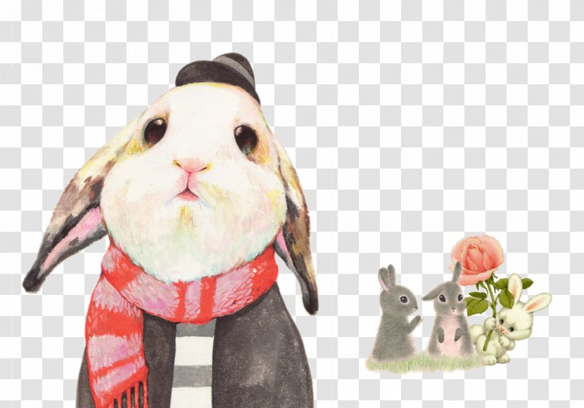Rabbit Drawing Wallpaper - Moon - Hand-painted Puppy Transparent PNG