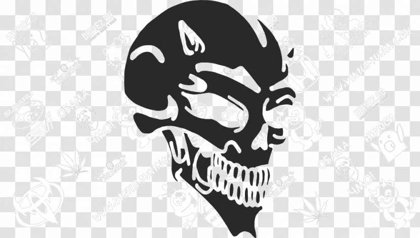 Skull Sticker Devil Decal Stencil - Black And White Transparent PNG