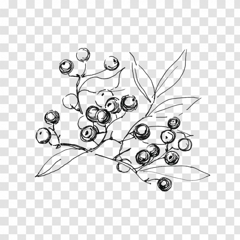 Abziehtattoo Black And White Drawing Illustration - Tree - Goji Berries Transparent PNG