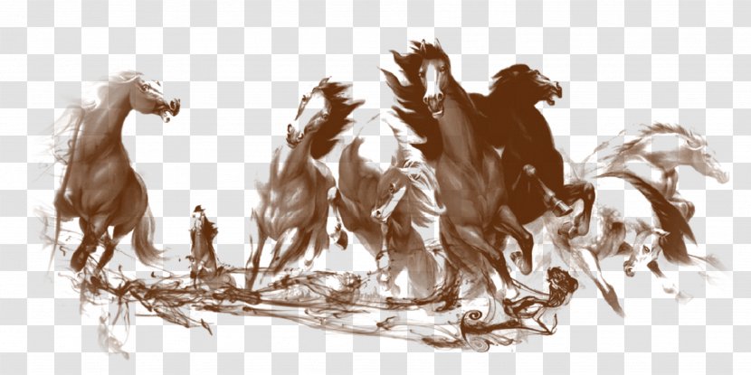 Ink Wash Painting Download Shan Shui - Running Horse Transparent PNG