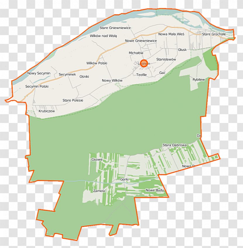 Nowy Secymin Nowiny, Gmina Leoncin Cisowe, Masovian Voivodeship Stara Dąbrowa, Mała Wieś Przy Drodze - Map Transparent PNG