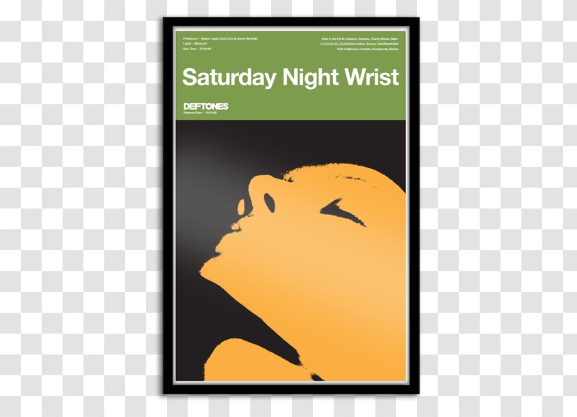 Poster Saturday Night Wrist Deftones Koi No Yokan Screen Printing - Nightclub Transparent PNG